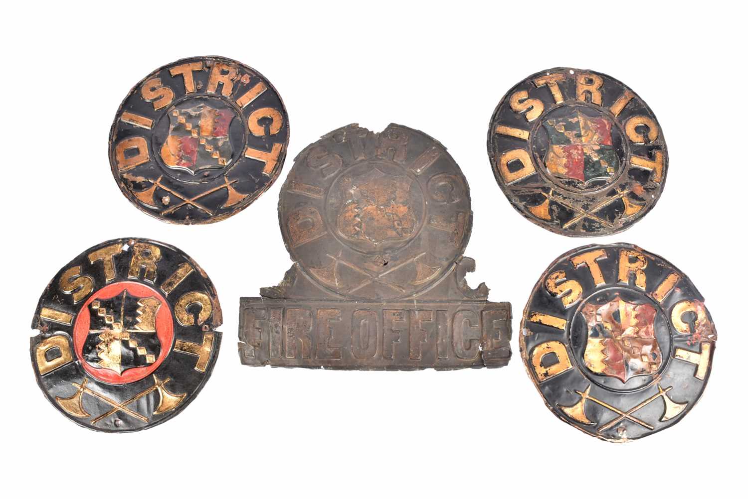 Lot 2 - A collection of five 19th Century tin District Fire signs