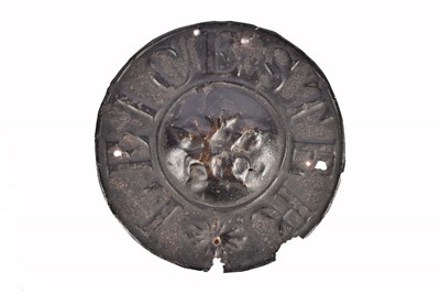 Lot 12 - A 19th Century Leicester Fire Office circular tin cinquefoil sign