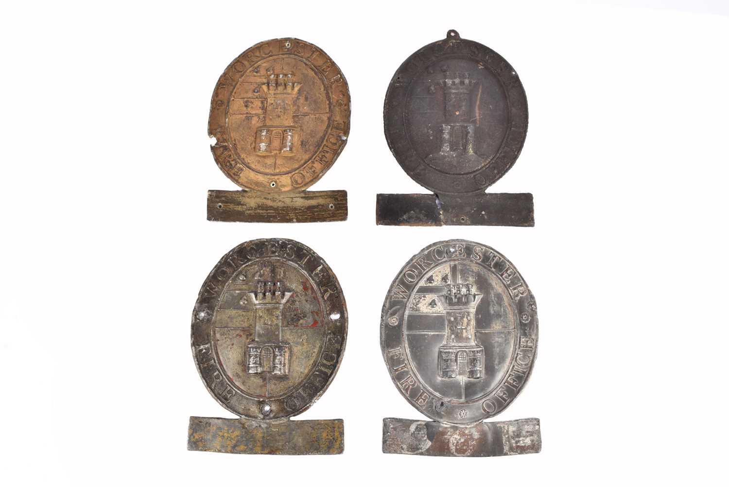 Lot 21 - Four 19th Century Worcester Fire Office founded in 1790 firemarks