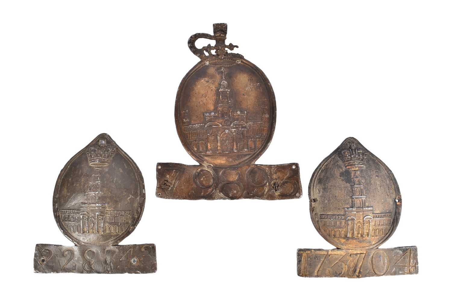 Lot 30 - Three 19th Century lead Royal Exchange firemarks