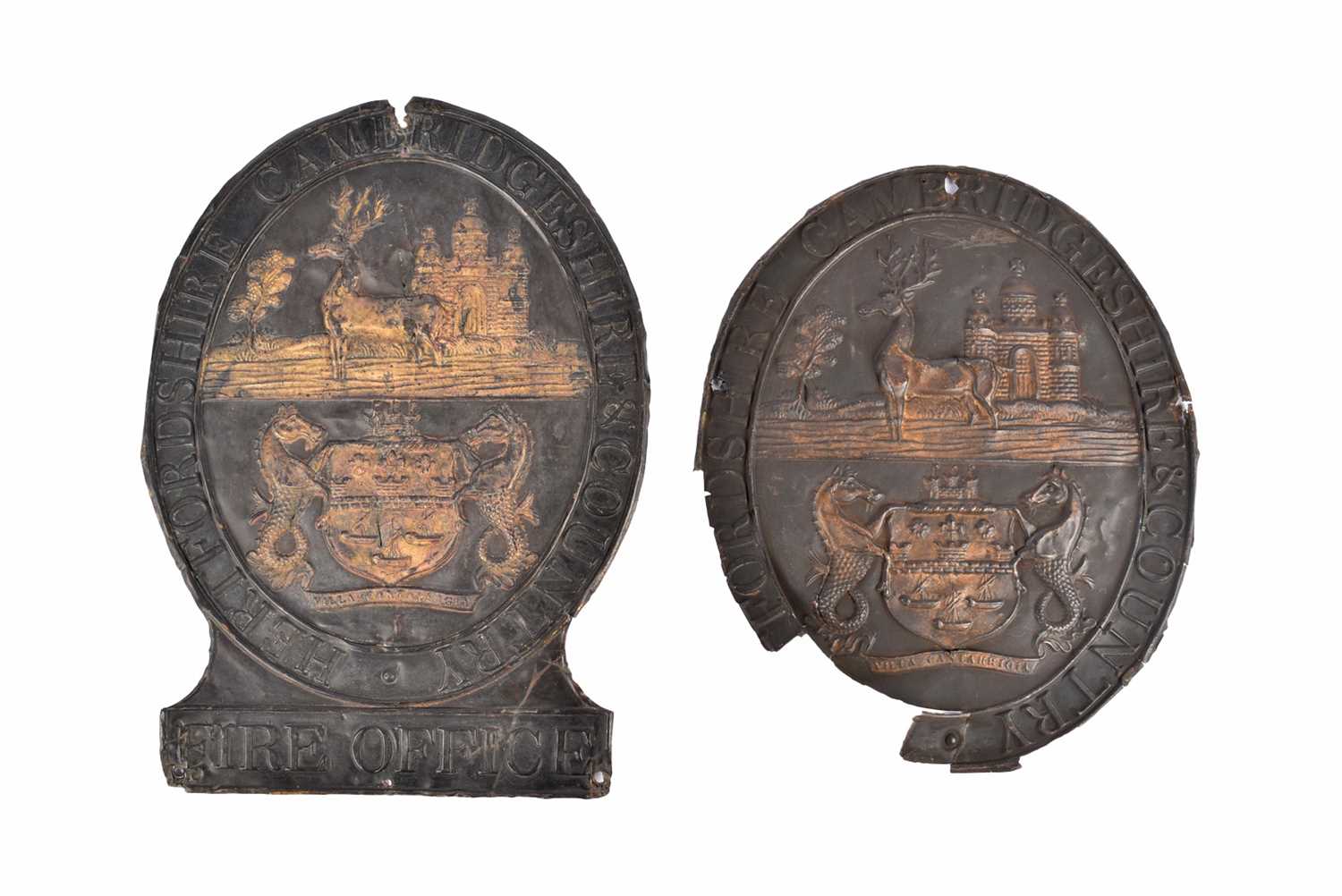 Lot 34 - Two 19th Century copper Hertfordshire, Cabridgeshire & Country Fire Office firemarks