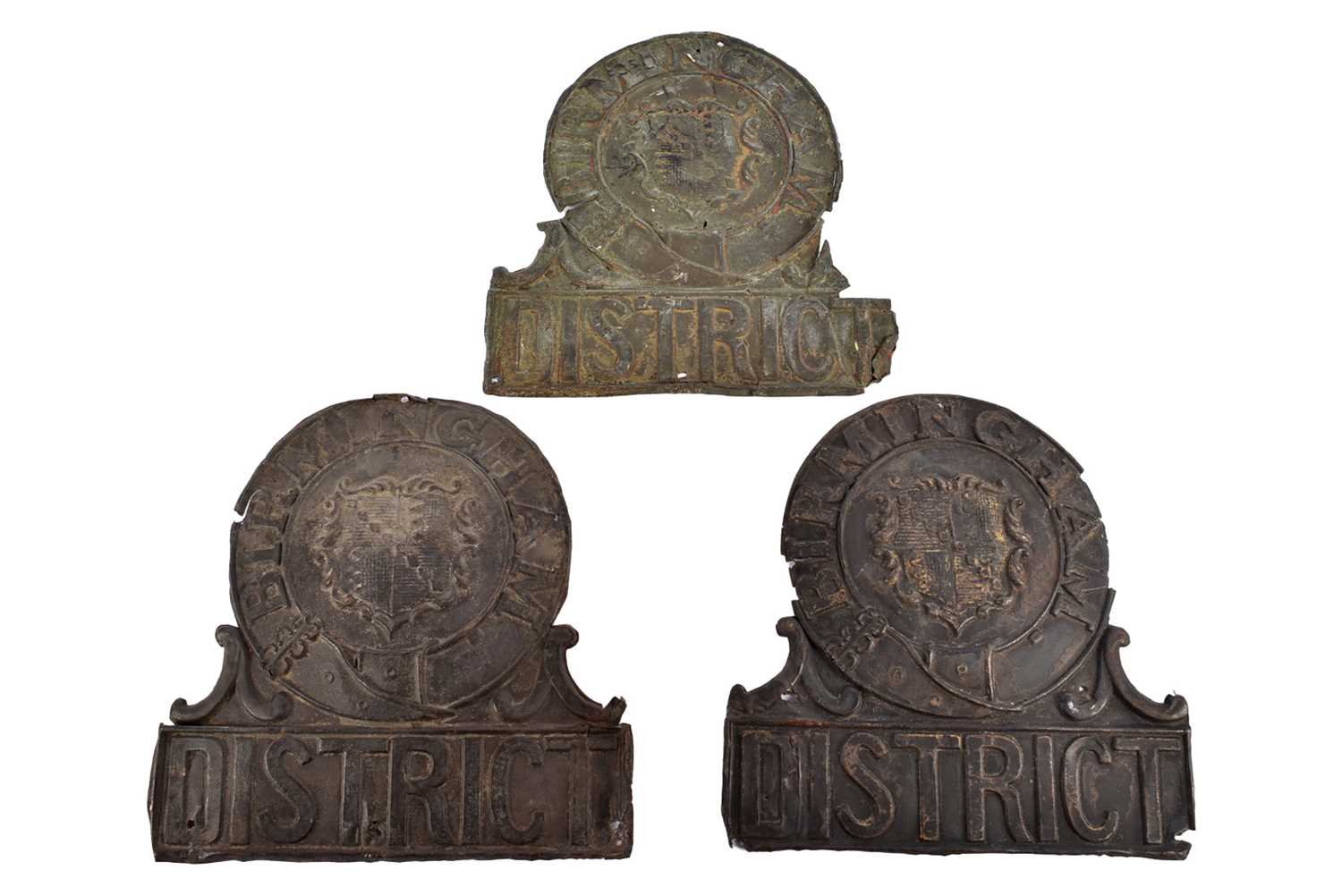 Lot 68 - Three copper District Fire Office firemarks
