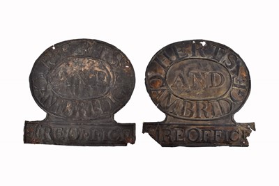 Lot 71 - Two 19th Century copper Hertfordshire and Cambridge Fire Office firemarks