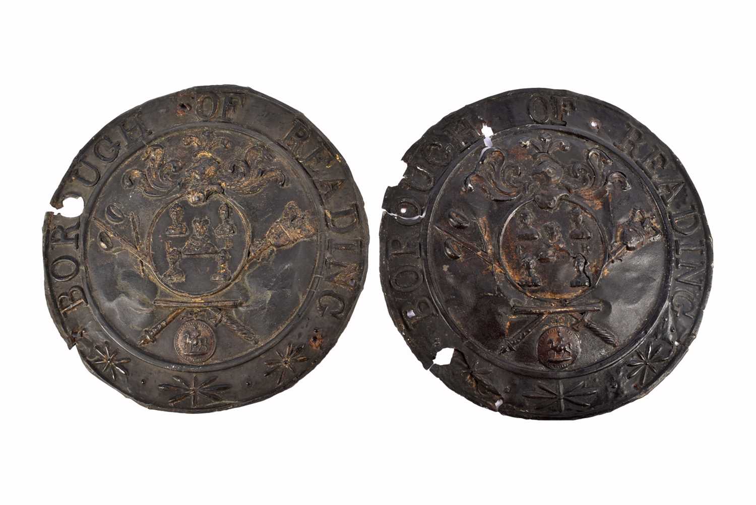 Lot 72 - Two 19th Century circular copper Reading Insurance Company firemarks