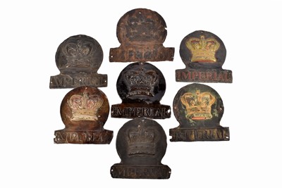 Lot 85 - Seven 19th Cenutry copper and tinned iron Imperial Fire Insurance Company firemarks