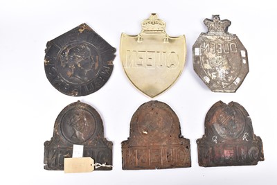 Lot 87 - Six 19th Century copper and tinned iron Queen Insurance Company firemarks