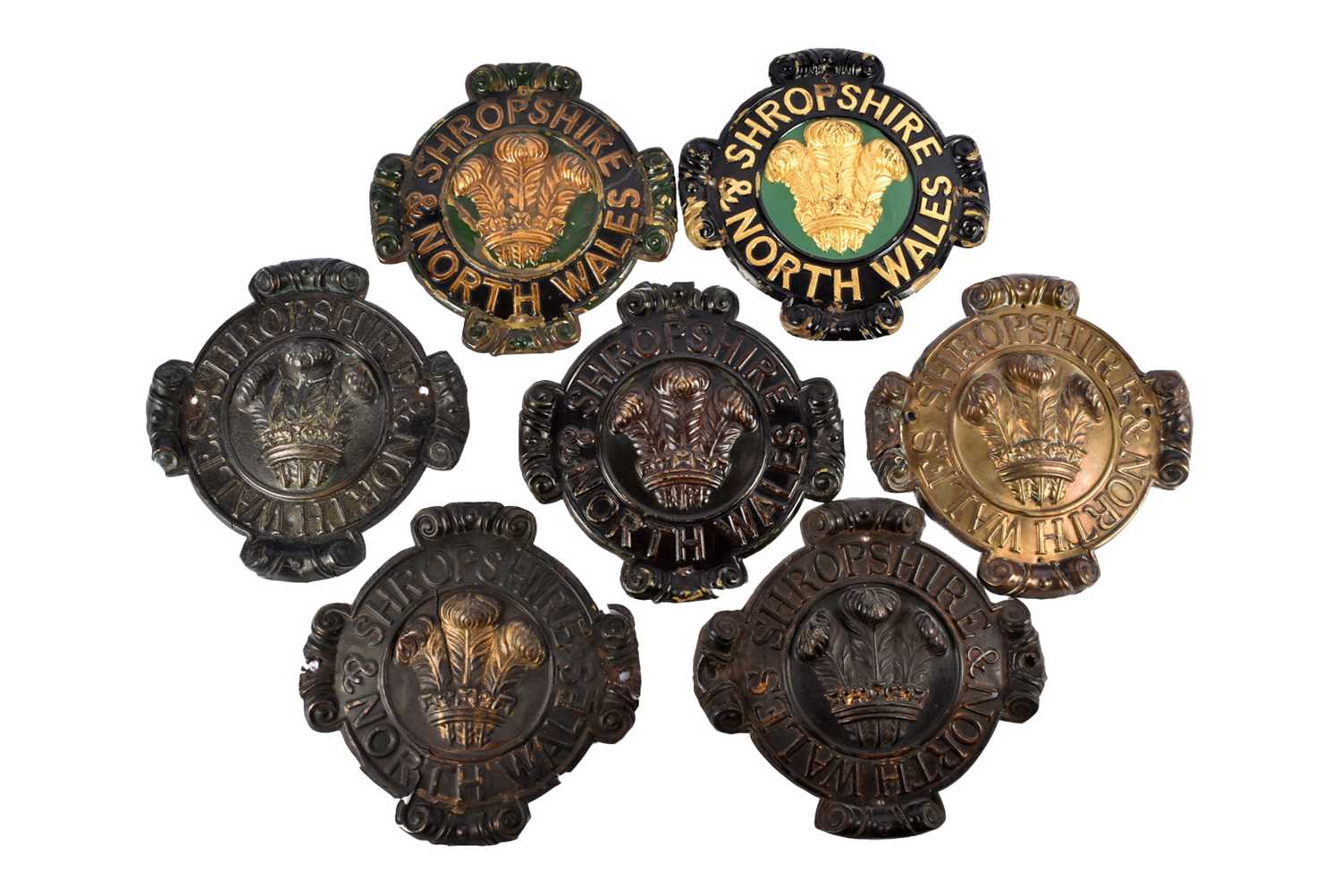 Lot 96 - Seven 19th Century Shropshire & North Wales assurance Company brass and copper firemarks