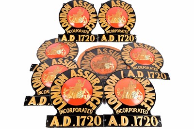 Lot 107 - Nine 19th Century tinned iron London Assurance advertising signs