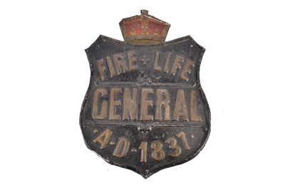 Lot 110 - A 19th Century General Life and Fire Assurance Company tinned iron firemark