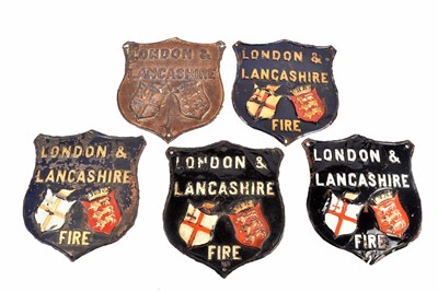 Lot 111 - Five 19th Century London and Lancashire Fire Insurance Company copper and tinned iron firemarks
