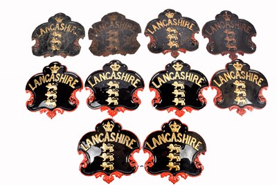 Lot 114 - Ten 19th Century tin sheet iron Lancashire Insurance Company firemarks