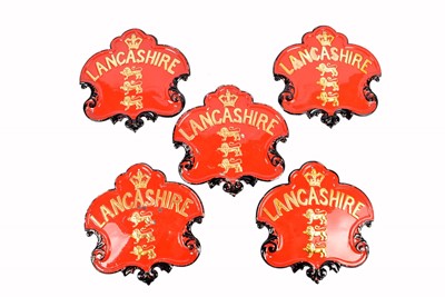 Lot 115 - Five 19th Century tin sheet iron Lancashire Insurance Company firemarks
