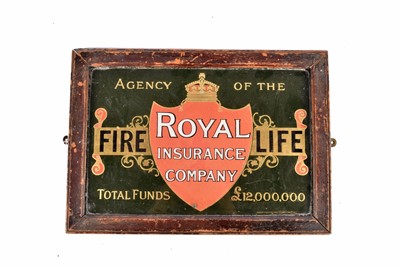 Lot 119 - A late Victorian reverse painted glass rectangular framed Royal Insurance Group advertising sign