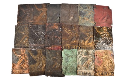 Lot 125 - Eighteen 19th Century copper, zinc and brass County Fire Office firemarks