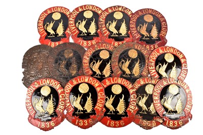 Lot 133 - Thirteen 19th Century copper Liverpool and London and Globe Insurance Company firemarks