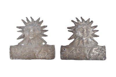 Lot 166 - Two identical unique shaped lead Sun Fire Office firemarks