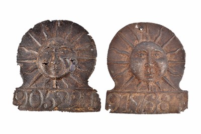 Lot 174 - Two iron Sun Fire Office firemarks
