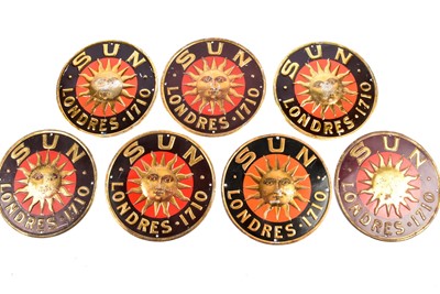 Lot 179 - Seven circular tin Sun Fire Office advertising marks