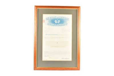 Lot 293 - Framed and glazed The London & Lancashire Insurance Company Ltd Policy