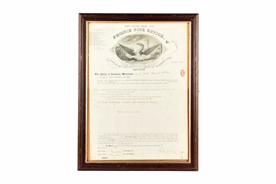 Lot 295 - Framed and glazed double sided Pheonix Fire Office Policy