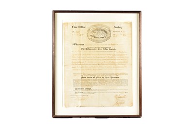 Lot 302 - Framed and glazed The Salamander Fire Office Society Policy