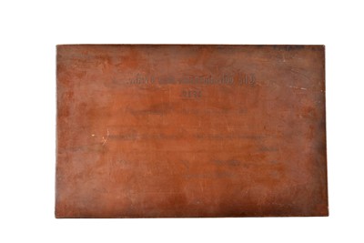 Lot 332 - A 19th Century rectangular copper policy header printing plate