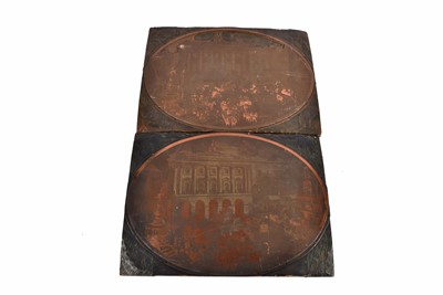 Lot 334 - Two 19th Century oval copper printing plates