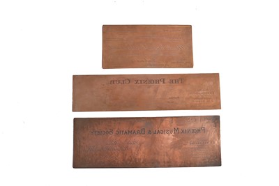 Lot 336 - Three Phoenix Assurance Company rectangular copper printing plates