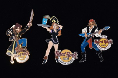 Lot 13 - A collection of twenty Pirate week Hard Rock Café Cayman Islands pin badges