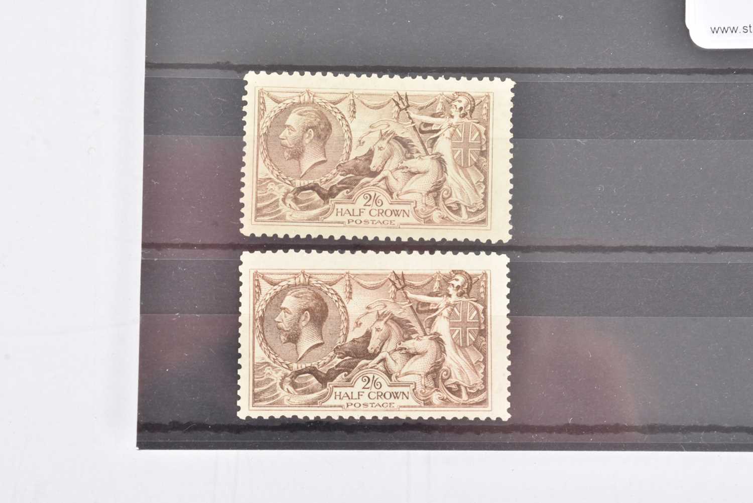 Lot 160 - Two 1918 2/6d Half Crown Sea Horse Stamps