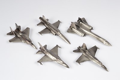 Lot 233 - A collection of five novelty fighter jet table lighters