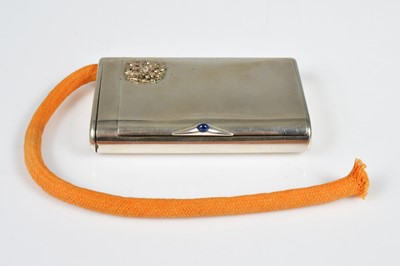 Lot 299 - A diamond and sapphire silver presentation cigarette case, Hahn, Work master Carl Blank