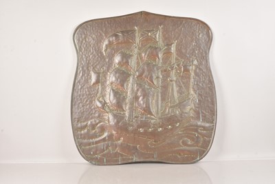 Lot 434 - A large copper fire screen