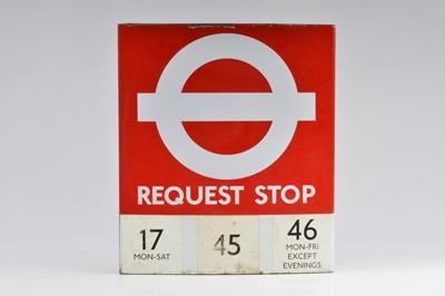 Lot 492 - A vintage double sided enamel London transport bus stop sign