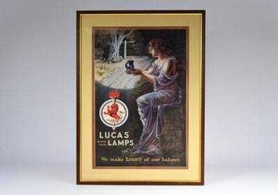 Lot 537 - A framed promotional poster for Lucas Lamps