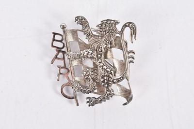 Lot 546 - A silver and marcasite BARC pin badge