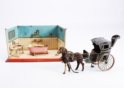 Lot 294 - A German painted tinplate toy bathroom