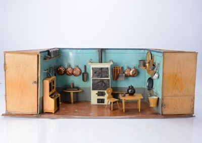 Lot 297 - A large late 19th century Rock & Graner type doll’s kitchen