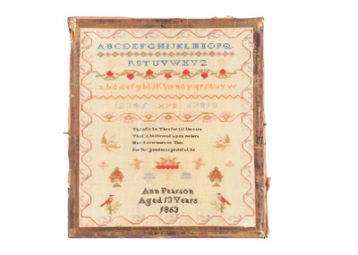 Lot 301 - An 1863 sampler by Ann Pearson