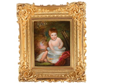 Lot 304 - A mid 19th century Staffordshire porcelain plaque of ‘Caroline Frankland when a child’
