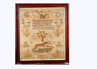 Lot 337 - An early 19th century sampler by Elizabeth Hudson aged 12, 1819