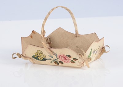 Lot 343 - An early 19th century card painted dolls’ basket painted with flowers