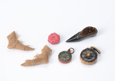 Lot 358 - Three 19th century leather pincushions