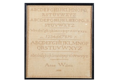 Lot 365 - An 19th century Quaker alphabet sampler by Anne Wilson