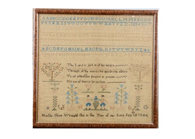 Lot 366 - An 19th century sampler by Martha Skam, 1844