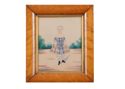 Lot 373 - An early 19th century watercolour of a boy in tartan dress