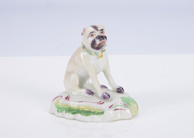 Lot 391 - A Derby porcelain seated pug dog, 1750s