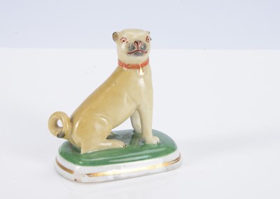 Lot 395 - A Chamberlains Worcester  porcelain seated pug dog, circa 1810