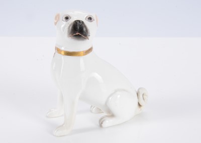 Lot 396 - An English porcelain seat pug dog, circa 1830