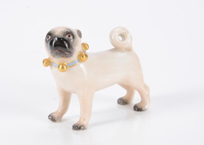 Lot 398 - A late 19th century Meissen standing pug dog